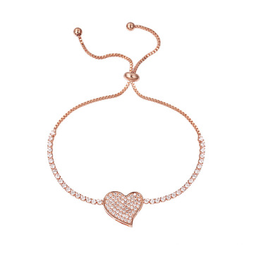 blingbling diamond heart bracelets,adjustable copper pave with zircon gold bracelets jewelry for women